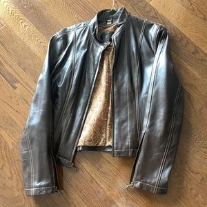 Wilson Brown Leather Biker Style Jacket - Excellent Condition - Size S